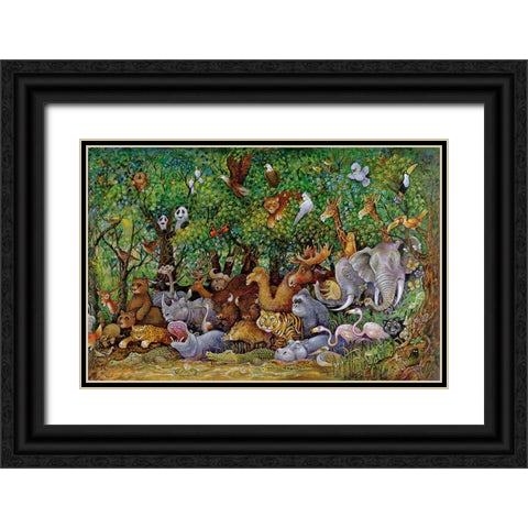 Noah And Friends (Part 2) Black Ornate Wood Framed Art Print with Double Matting by Bell, Bill