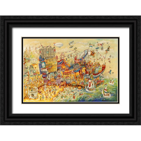 Steel Pier Memories Black Ornate Wood Framed Art Print with Double Matting by Bell, Bill