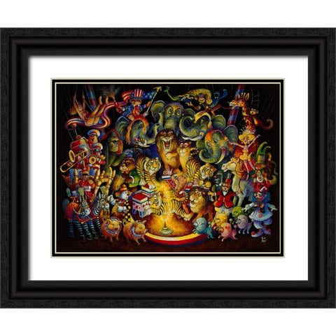 Animal Act Black Ornate Wood Framed Art Print with Double Matting by Bell, Bill