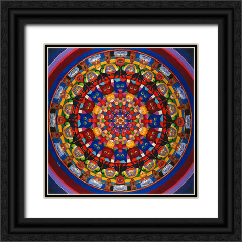A Circle Of Cats Black Ornate Wood Framed Art Print with Double Matting by Bell, Bill