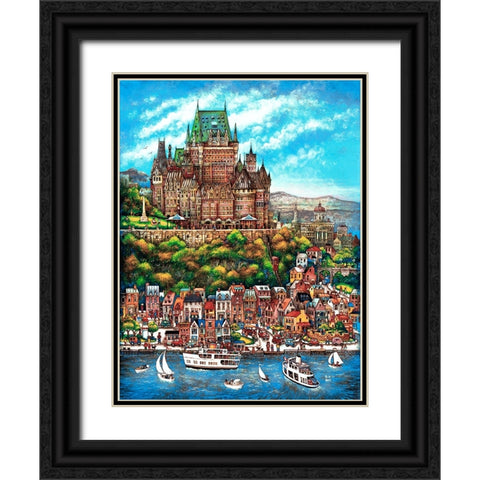 Quebec City Black Ornate Wood Framed Art Print with Double Matting by Bell, Bill