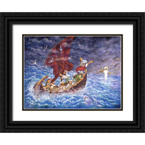 Calming Sea Black Ornate Wood Framed Art Print with Double Matting by Bell, Bill