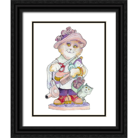 Clipper Cat Black Ornate Wood Framed Art Print with Double Matting by Bell, Bill