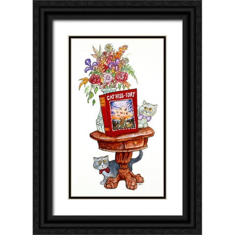 Cat Hiss-Tory Stand Black Ornate Wood Framed Art Print with Double Matting by Bell, Bill