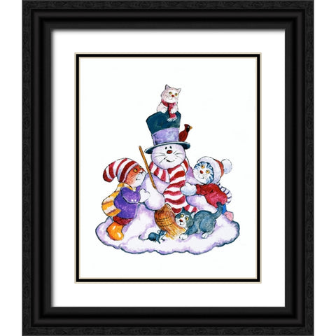 Winter Cats Black Ornate Wood Framed Art Print with Double Matting by Bell, Bill