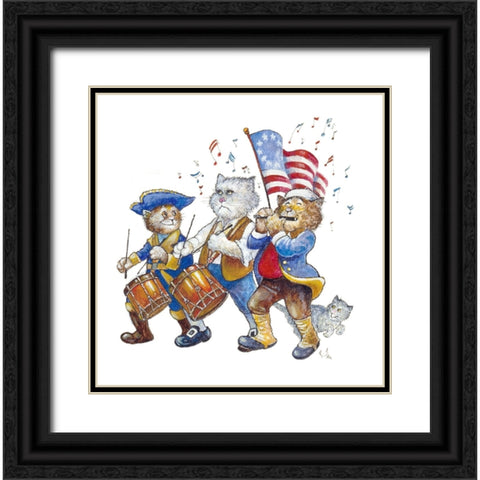 Revolutionary Cats Black Ornate Wood Framed Art Print with Double Matting by Bell, Bill