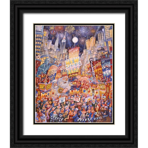Happy New Year 2000 Black Ornate Wood Framed Art Print with Double Matting by Bell, Bill