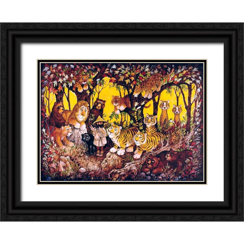 Noah - Lions-Tigers-Bears Black Ornate Wood Framed Art Print with Double Matting by Bell, Bill