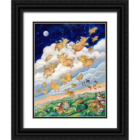 If Pigs Could Fly Black Ornate Wood Framed Art Print with Double Matting by Bell, Bill