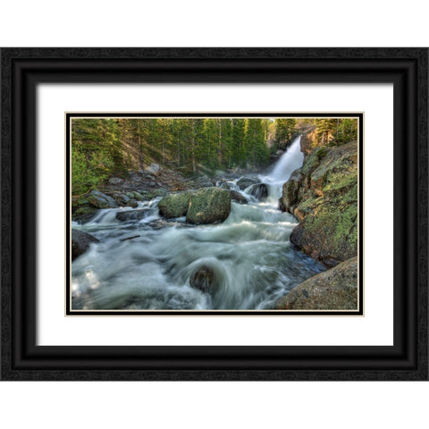 First Rays Over Alberta Falls Black Ornate Wood Framed Art Print with Double Matting by Sherrell, Bill