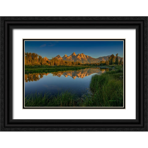 On Golden Pond Black Ornate Wood Framed Art Print with Double Matting by Sherrell, Bill