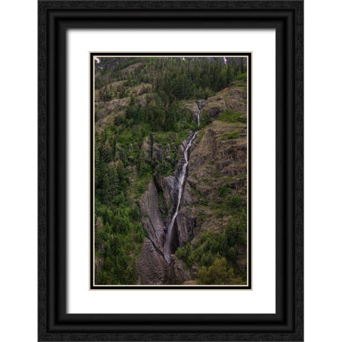 Ribbon Falls Black Ornate Wood Framed Art Print with Double Matting by Sherrell, Bill
