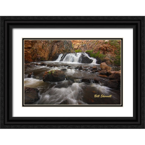 Waterfall Journey Black Ornate Wood Framed Art Print with Double Matting by Sherrell, Bill