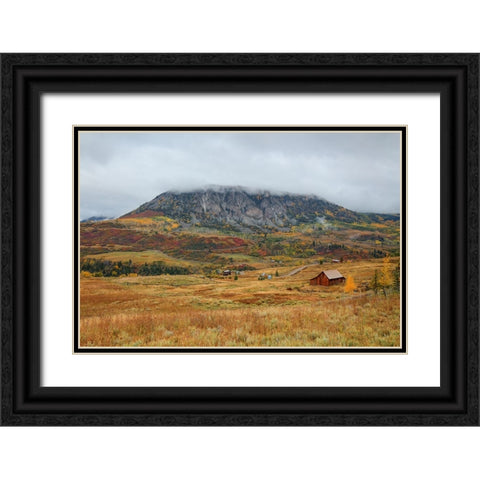 Autumn Barn At Deep Creek Mesa Black Ornate Wood Framed Art Print with Double Matting by Sherrell, Bill