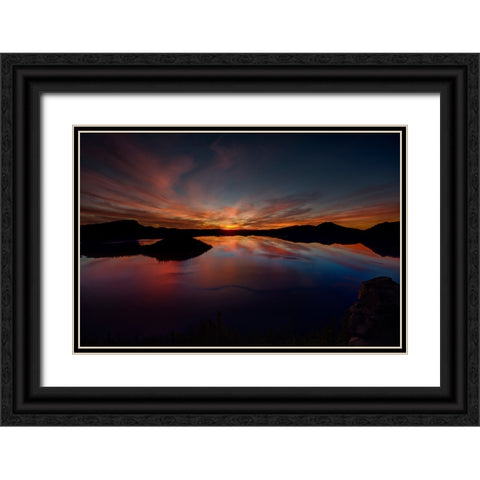 Dawn At Crater Lake 1 Black Ornate Wood Framed Art Print with Double Matting by Sherrell, Bill