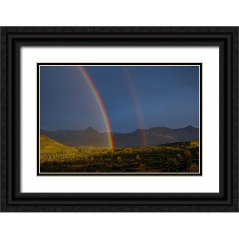 Double Rainbow Over Mount Sneffels 1 Black Ornate Wood Framed Art Print with Double Matting by Sherrell, Bill