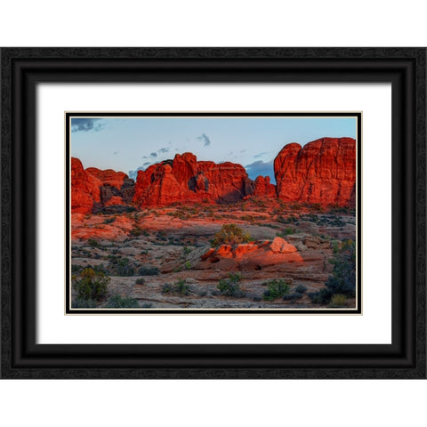 Glowing Rocks Black Ornate Wood Framed Art Print with Double Matting by Sherrell, Bill