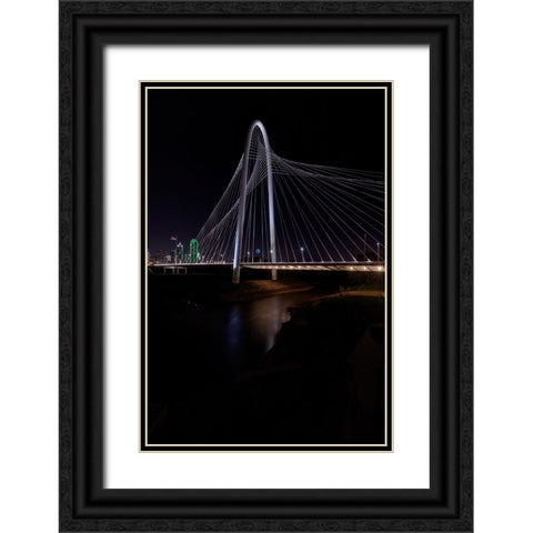 Margaret Hunt Hill Bridge and Dallas Skyline Black Ornate Wood Framed Art Print with Double Matting by Sherrell, Bill