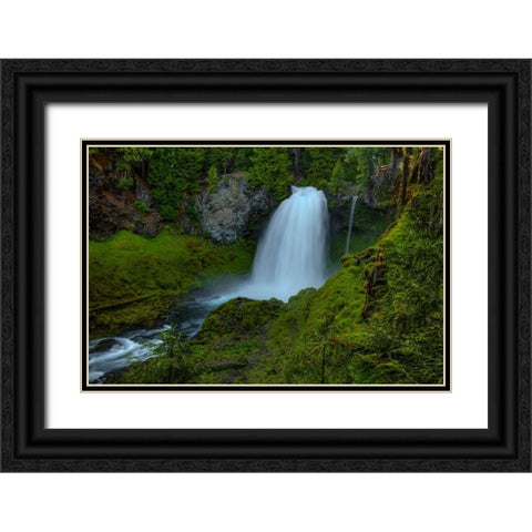 Sahalie Falls Black Ornate Wood Framed Art Print with Double Matting by Sherrell, Bill