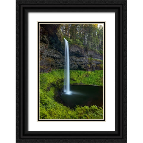 Silver Falls-Oregon 1 Black Ornate Wood Framed Art Print with Double Matting by Sherrell, Bill