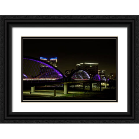 The West 7th Street Bridge-Fort Worth,Texas Black Ornate Wood Framed Art Print with Double Matting by Sherrell, Bill