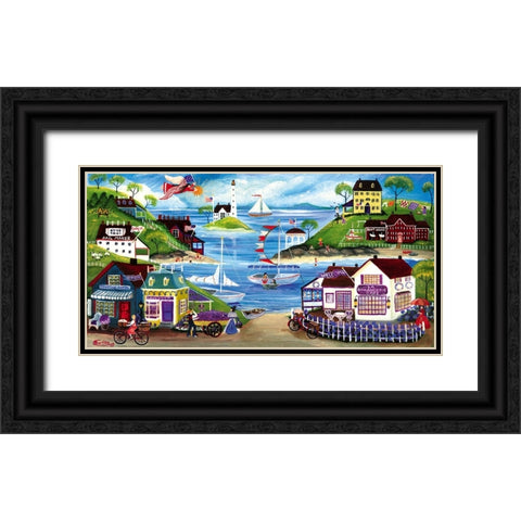 Lovely Seaside Black Ornate Wood Framed Art Print with Double Matting by Bartley, Cheryl