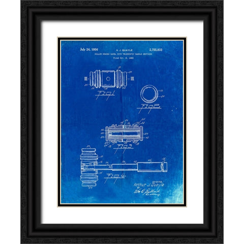 PP85-Faded Blueprint Gavel 1953 Patent Poster Black Ornate Wood Framed Art Print with Double Matting by Borders, Cole