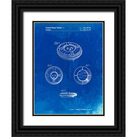 PP253-Faded Blueprint Simon Patent Poster Black Ornate Wood Framed Art Print with Double Matting by Borders, Cole