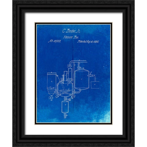 PP256-Faded Blueprint Pasteurized Milk Patent Poster Black Ornate Wood Framed Art Print with Double Matting by Borders, Cole