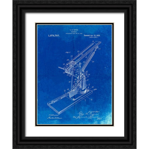 PP284-Faded Blueprint Clay Skeet Thrower Black Ornate Wood Framed Art Print with Double Matting by Borders, Cole