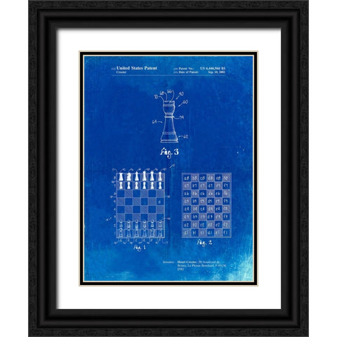 PP286-Faded Blueprint Speed Chess Game Patent Poster Black Ornate Wood Framed Art Print with Double Matting by Borders, Cole