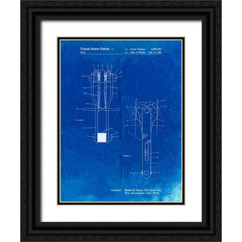PP418-Faded Blueprint Rock Climbing Cam Patent Poster Black Ornate Wood Framed Art Print with Double Matting by Borders, Cole