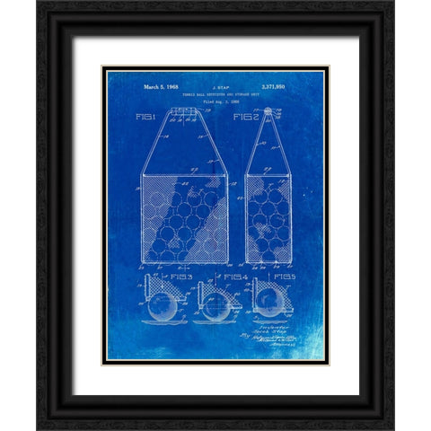 PP436-Faded Blueprint Tennis Hopper Patent Poster Black Ornate Wood Framed Art Print with Double Matting by Borders, Cole