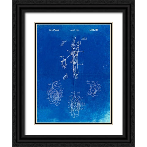 PP440-Faded Blueprint M-16 Rifle Patent Poster Black Ornate Wood Framed Art Print with Double Matting by Borders, Cole