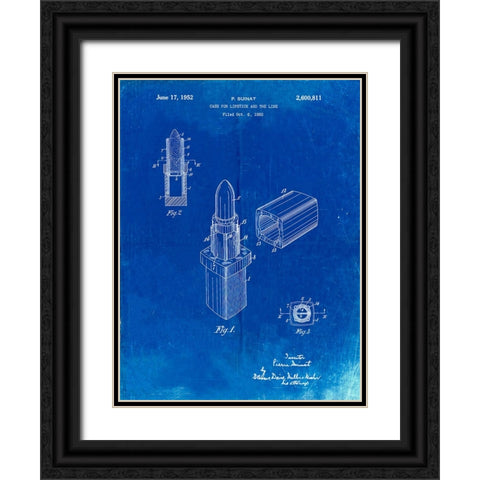 PP460-Faded Blueprint Chanel Lipstick Patent Poster Black Ornate Wood Framed Art Print with Double Matting by Borders, Cole