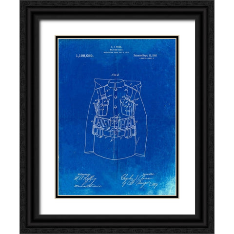 PP465-Faded Blueprint World War 1 Military Coat Patent Poster Black Ornate Wood Framed Art Print with Double Matting by Borders, Cole