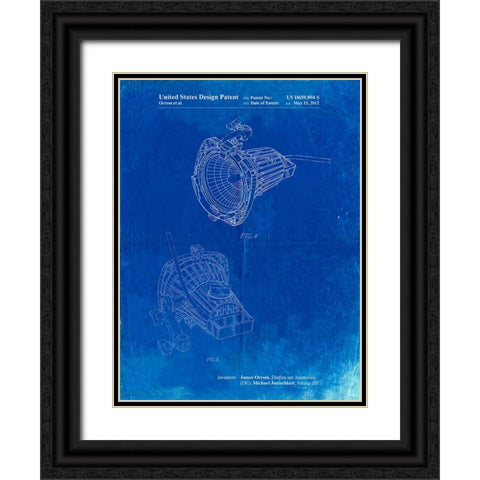 PP536-Faded Blueprint Movie Set Lighting Poster Black Ornate Wood Framed Art Print with Double Matting by Borders, Cole
