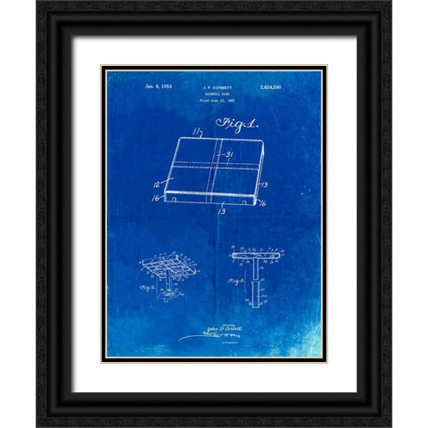 PP540-Faded Blueprint Soccer Ball 1985 Patent Poster Black Ornate Wood Framed Art Print with Double Matting by Borders, Cole