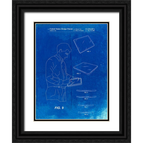 PP614-Faded Blueprint iPad Design 2005 Patent Poster Black Ornate Wood Framed Art Print with Double Matting by Borders, Cole