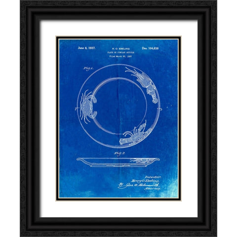 PP619-Faded Blueprint Sunshine Care Bear Patent Poster Black Ornate Wood Framed Art Print with Double Matting by Borders, Cole