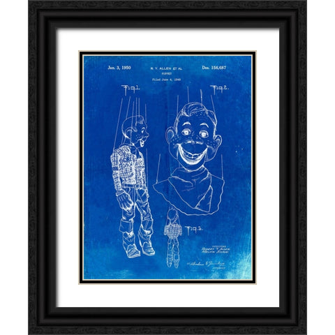 PP628-Faded Blueprint Howdy Doody Marionette Patent Poster Black Ornate Wood Framed Art Print with Double Matting by Borders, Cole