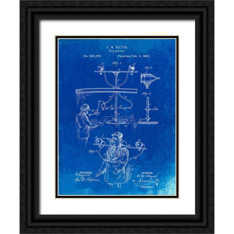 PP642-Faded Blueprint Bowling Pin 1967 Patent Poster Black Ornate Wood Framed Art Print with Double Matting by Borders, Cole