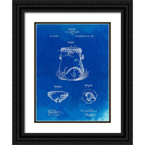 PP660-Faded Blueprint Kitchen Jar Pitcher Poster Black Ornate Wood Framed Art Print with Double Matting by Borders, Cole