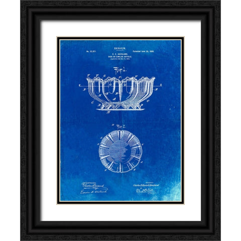 PP680-Faded Blueprint Haviland Decorative Bowl Patent Poster Black Ornate Wood Framed Art Print with Double Matting by Borders, Cole
