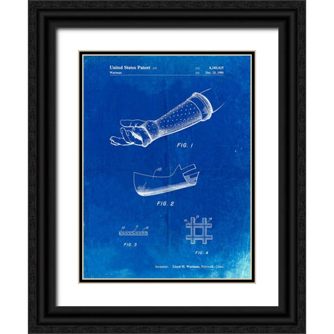 PP687-Faded Blueprint Orthopedic Hard Cast Patent Poster Black Ornate Wood Framed Art Print with Double Matting by Borders, Cole