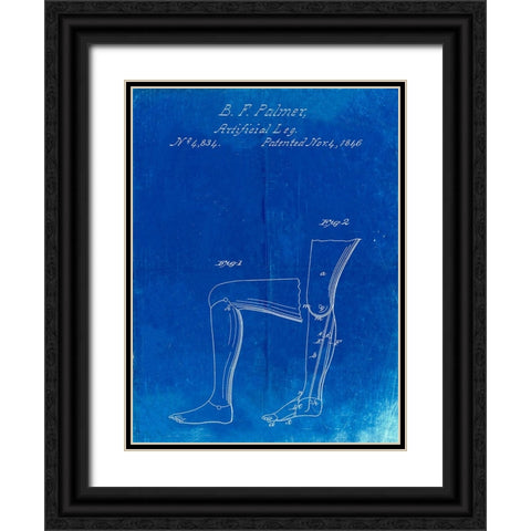 PP706-Faded Blueprint Artificial leg patent 1846 Wall Art Poster Black Ornate Wood Framed Art Print with Double Matting by Borders, Cole