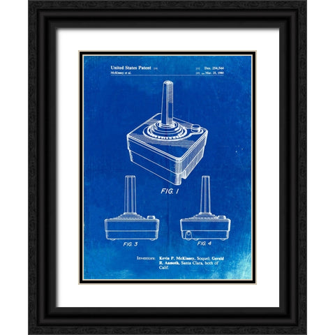 PP714-Faded Blueprint Atari Controller Patent Poster Black Ornate Wood Framed Art Print with Double Matting by Borders, Cole