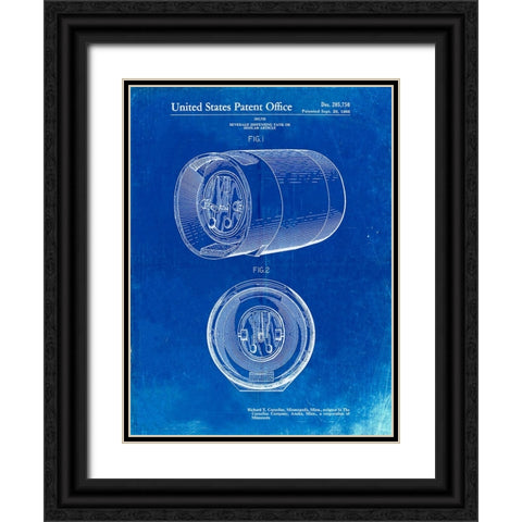 PP730-Faded Blueprint Beer Keg Patent Poster Black Ornate Wood Framed Art Print with Double Matting by Borders, Cole