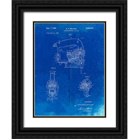 PP739-Faded Blueprint Black And Decker Jigsaw Patent Poster Black Ornate Wood Framed Art Print with Double Matting by Borders, Cole