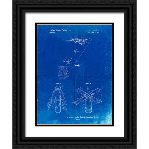 PP750-Faded Blueprint Boeing Sonobuoy Patent Poster Black Ornate Wood Framed Art Print with Double Matting by Borders, Cole